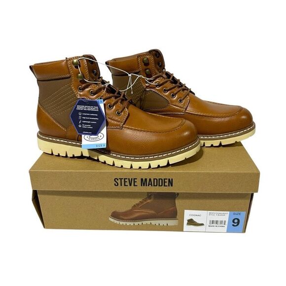 Steve Madden Men's Bleeker Boot Color Cognac Size 9 - Picture 10 of 15